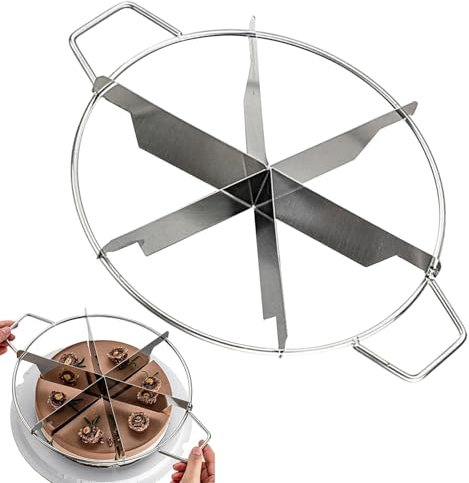 Taglierina per torta in acciaio inox, per tagliare porzioni di torte in acciaio inox, utensile da taglio rotondo antiaderente per tagliare anche 6/7/8 fette