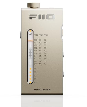 FiiO RR11 Portable HiFi FM Stereo Radio Receiver with Analog PVR Tuning, BASS+3D Sound Effects, 64MHz-108MHz (Titanium Gold)