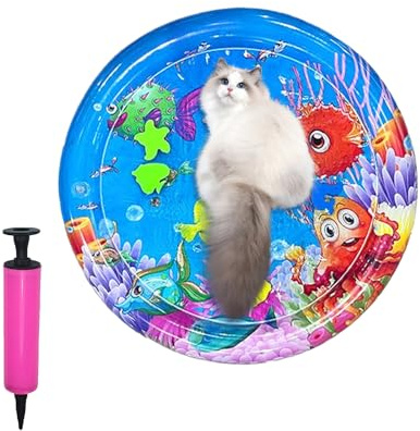 Tapis de jeu d'eau pour chat, lit d'eau avec pompe gonflable, coussin rafraîchissant pour animal de compagnie, tapis épais pour bébé rampant pour le sol, l'ennui, les voyages quotidiens, les temps
