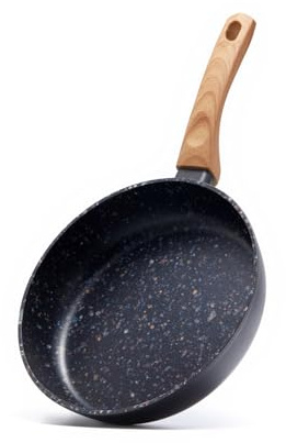 Jovire Zoll Antihaft-Bratpfannen-Set mit Holzgriffen - 2-teilige keramikbeschichtete Aluminiumpfannen, alle Herdplatten- und Induktions-kompatibel, PFOA PTFE-frei (24cm)