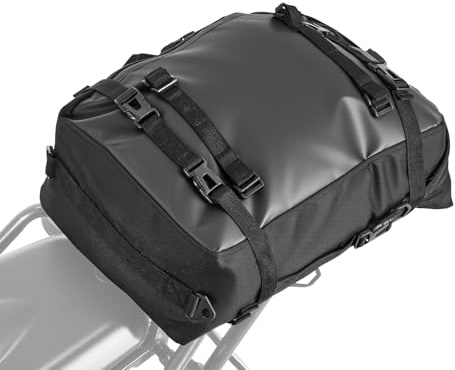 VEVOR Motorcycle Tail Bag, 30L Motorcycle Rear Seat Bag with Waterproof Rain Cover, Outdoor Sports Motorbike Luggage Storage Trunk Rack Backpack with Shoulder Straps, Universal Fit Rear Racks, Black