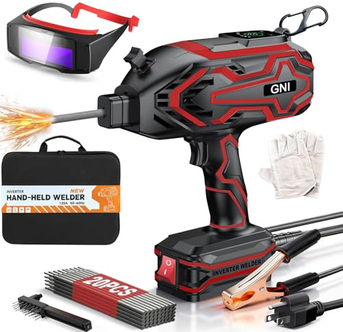 GNI 2026 Upgraded Handheld Welder, LED Display Portable Welding Machine, IGBT Inverter MINI Stick Welder with Auto-Darkening Welding Glasses, 20PCS Rods Welder Machine 110V, Hot Start Anti-stick