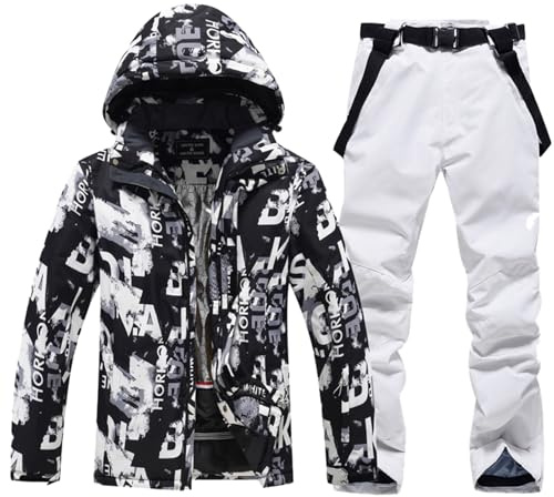 Vhersily Veste de ski pour homme et pantalon ensemble Vestes chaudes, pantalon imperméable et manteau, pour le travail en plein air, la pêche équitation moto pour la course à pied, le vent, le