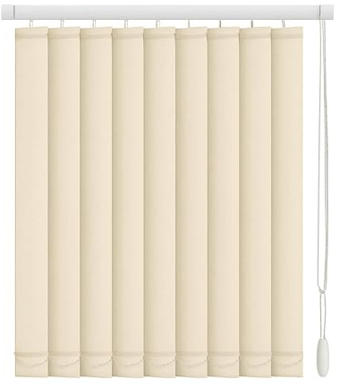 Lamellenvorhang Vertikaljalousie Nach Maß, Komplettset Verdunkelungsjalousie, Deckenmontage Jalousie Lamellen Rollo für Zuhause Büro, Inklusive Zubehör, Beige(W180x100cm)