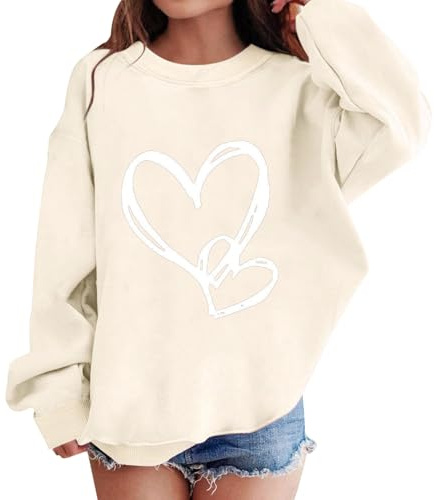 Jersey para niña 140 simple - sudadera para niñas y niños, sudadera oversize manga larga, suéter navideño con estampado de corazones, chaqueta de punto moderna, bonita chaqueta de entretiempo