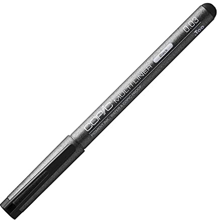 COPIC Multiliner 0,03 mm, Black, Fineliner mit einer feinen Spitze und wasserbeständiger Pigmenttinte