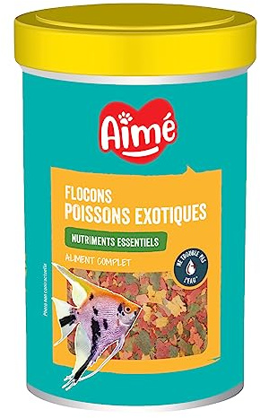 Aimé | Flocons pour Poissons Exotiques | Nourriture pour Poissons | Aliment Complet à base de Nutriments Essentiels | Céréales, Sous-produits de Poissons, Levures | 200 g | 1000 ml