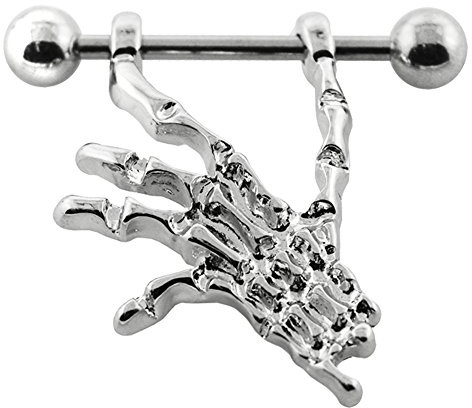 Piercing per capezzolo a Forma di Mano con Scheletro in Acciaio Chirurgico 316L