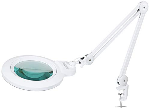 Neatfi XL Bifocal LED Magnifying Lamp with Clamp, 18 cm Acrylic Lens, 2.25X/6X Magnification, 1,600 Lumens Dimmable | Adjustable Arm, Hands-Free Close Work | Crafting, Jewelry & Reading (White)