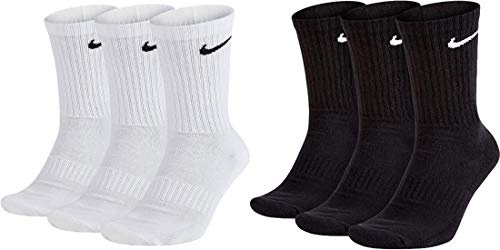 Nike 6 Paar Socken Herren Damen Weiß Grau Schwarz Tennissocken Sportsocken Sparset SX7664 Größe 34 36 38 40 42 44 46 48 50, Größe:46-50, Farbe:weiß schwarz