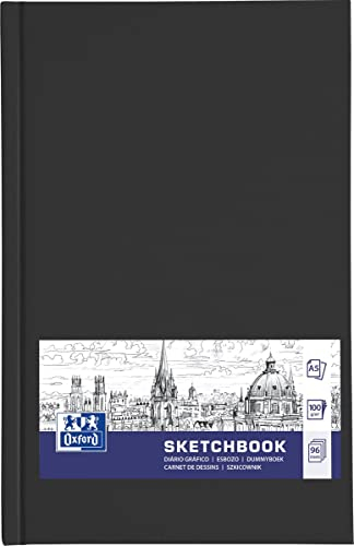 Oxford Skizzen-Buch A5 Hardcover mit Fadenheftung gebunden, 192 Seiten, 100g Papier, schwarz, 1 Stück