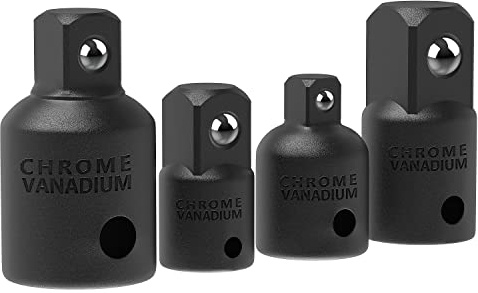 Bates- Impact Socket Adapter and Reducer Set, 4-pcs, Impact Sockets Adapter Sets, Impact Adapter, Socket Adapter Set, 1/2 to 3/8 Socket Adapter, 3/8 to 1/2 Socket Adapter, 3/8 to 1/4 Socket Adapter