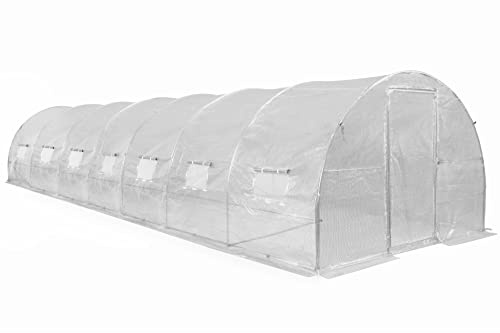 Garden Point | Tunnel di lamina | 3 x 10 x 2 m | Bianco | Foglio di casa | Tenda Serra | Stagnola per piante | Pomodoro in serra | Con Porta