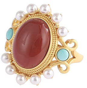 HGJH Silberringe Damen 925,Verstellbarer Ring Für Frauen Southern Onyx Oval 925 Sterling Silber Eingelegte Perlen Retro Vergoldet Naturstein Knöchelringe Hochzeit Ewigkeit Schmuck Geschenke Für Mädch