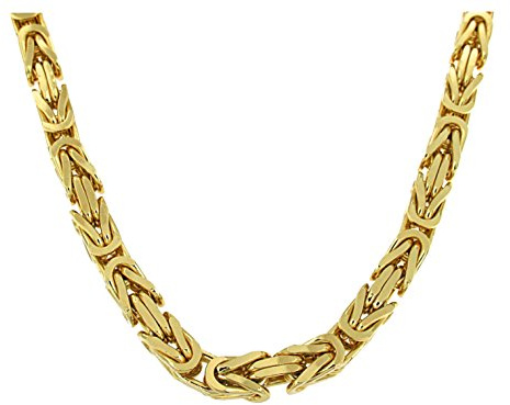 Byzantiner Königskette 18kt Doublé 10mm Länge 45cm, Halskette Herren-Kette Goldkette Damen Geschenk Schmuck ab Fabrik Italien tendenze