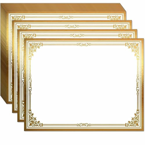 Professional Certificate Paper 8.5 x 11 for Printing, Diploma Paper, Award Certificates Paper, 80 lb, 15 Count, Gold Foil Border, for Office, Business Awards, Graduation, School (GOLD)