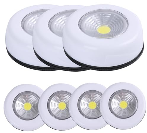 Naisicatar 7 PCS Push Lights Lights Wireless Tap Lights Stick on LED Puck Lights Batterre Fonctionned Puck Lights for Closet Counter Kitchen Armoret