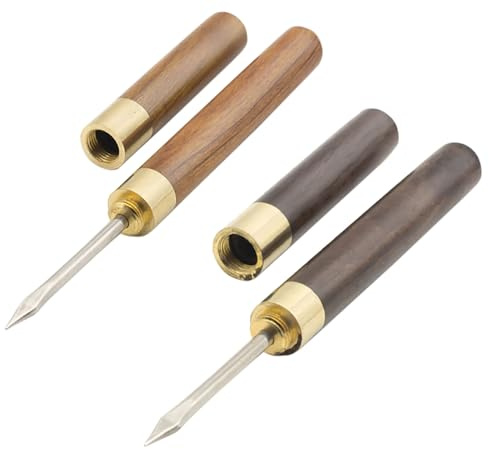2 Pcs Ice Pick with Wooden Handle and Cover, 5.5 Inch Silver Stainless Steel Ice Crusher for Ice Breaking at Home and Bar (small)