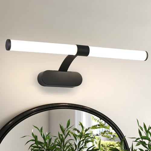 Homefire Lampe de miroir LED pour salle de bain - 8W Applique noire pour salle de bain 60cm Applique murale moderne étanche IP44 4000K luminaire pour cuisine sous-sol