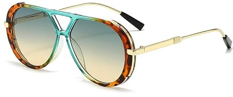 Genérico Gafas de sol de piloto de gran tamaño para las mujeres los hombres de moda, grandes de doble haz de diseño de moda retro gafas de sol retro (F)