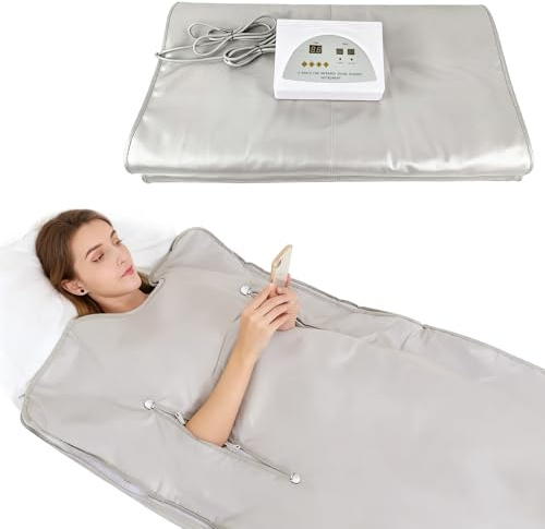Coperta Sauna a Infrarossi 2 Zone, Coperta Termica Digitale in Oxford con Cerniera, Coperta Portatile con Telecomando per Sudorazione, Sauna Domestica e Centro Estetico