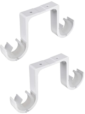 Ipetboom Soportes para Barra De Cortina Doble De Aluminio, Soporte De Pared Blanco, Alta Resistencia, Adecuado para Sala, Oficina y Decoración del Hogar, Paquete De 2 Unidades