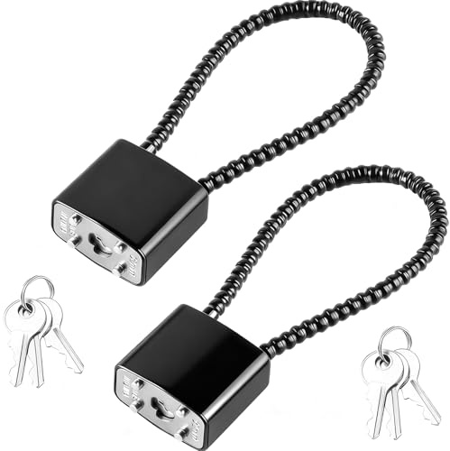 Lucchetto a cavo con chiavi, cavo in acciaio da 20 cm, altezza 8,5 cm, lucchetto resistente per armadi, armadietti, biciclette, confezione da 2