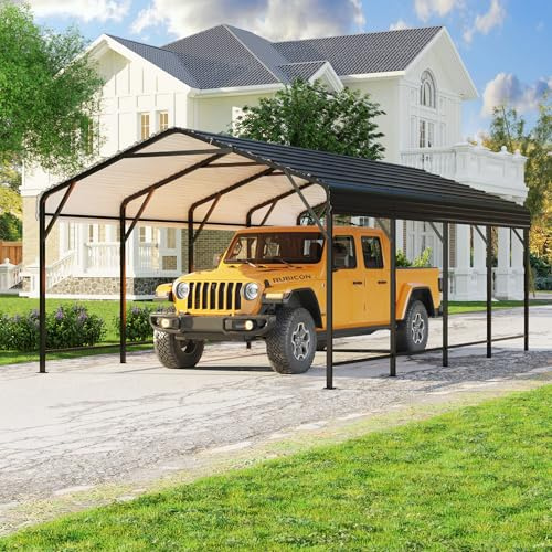 Polar Aurora 12x20 FT Metal Carport, Heavy Duty Car Port Canopy with Galvanized Reinforced Frame, Outdoor Car Garage Shelter for Car, Boats and Truck