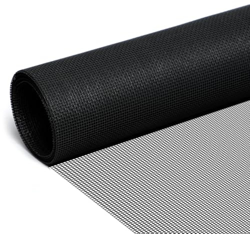 fowong 150 x 500cm Window Screen Mesh - Durable Polyester, Keep Bugs Out, Mosquito Net for Sliding Doors & Windows, DIY Cut to Size, Black