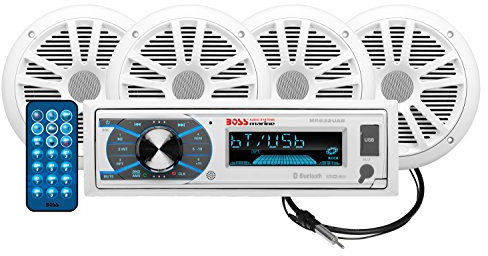 BOSS Audio Systems MCK632WB.64 Marine Stereo Package - Bluetooth, - - no CD DVD MP3 USB WMA AM FM Radio, 6.5 Inch Speakers, Antenna, Weatherproof