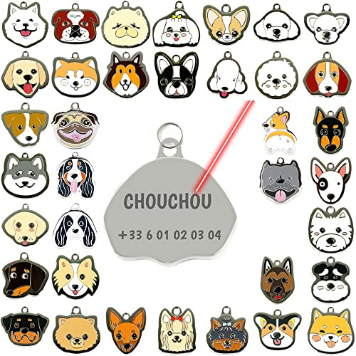 PREAC Medaille Chien Avec Gravure - Gravure Laser En France - Médaille ou Porte Clef Personnalisable En Metal De Très Haute Qualité