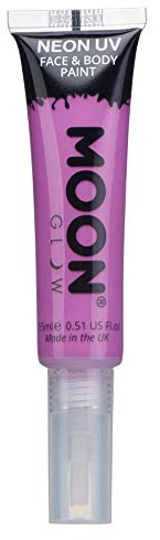 Moon Glow Vernice UV neon per viso e corpo con applicatore a pennello, Viola intenso, 15 ml (confezione da 1)