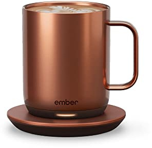 NEW Ember Temperature Control Smart Mug 2, 10 oz, Copper, 1.5-hr Battery Life - App Controlled Heated Coffee Mug - Improved Design