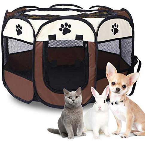 Greensen Pieghevole per Animali Domestici Box per Cuccioli Portatile per Cani di Piccola Taglia Tenda Recinzione per Cuccioli, per Cani, Conigli, Porcellini d'India e Gatti per Interni o Esterni