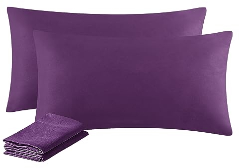 Aisbo Kissenbezug 40 x 80 2er Set - Kopfkissenbezug 40x80 Lila mit Reißverschluss aus Mikrofaser, ÖKO-TEX Kissenhülle 40x80cm, Weich und Bügelfrei