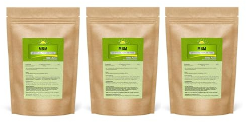 Bonemis® Premium MSM Pulver, 3 kg (3 Beutel à 1 kg), 99,95% Reinheitsgrad, 60-80 Mesh, ohne Siliziumdioxid, ohne DMSO-Rückstände
