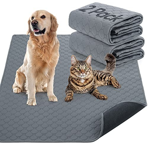 Återanvändbara hundträningsdynor, 2-pack tvättbara valpträningsdynor, superabsorberande vattentäta hundmattor kissdynor för hundar, snabbtorkande träningsdynor för hem, bil, resor (100 cm x 75 cm)