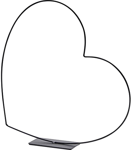 Matches21 Corazón tumbado sobre el pie corazón decorativo de metal figura figura de metal negro 1 unidad diámetro 25 x 0,3 cm