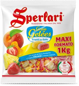 Sperlari - Caramelle Gran Gelèes Assortite Frutti del Sole, Intenso Sapore di Frutta: Pesca, Mandarino, Fragola e Ananas - Sacchetto da 1 kg