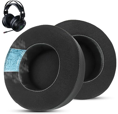 Wzsipod Kühlende Gel-Ohrpolster für Razer Nari-Serie – Ultimativer Komfort Proteinleder und strapazierfähige Kleidung – einfache Installation – Memory-Schaum-Pads – Schwarz