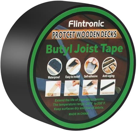 flintronic 1 pieza Cinta de Butilo Impermeable autoadhesiva, 5cm x 15m Cinta De Vigueta De Butil, Cinta de vigas de cubierta, para Vigas de Vigas de Construcción de Cubiertas de Madera