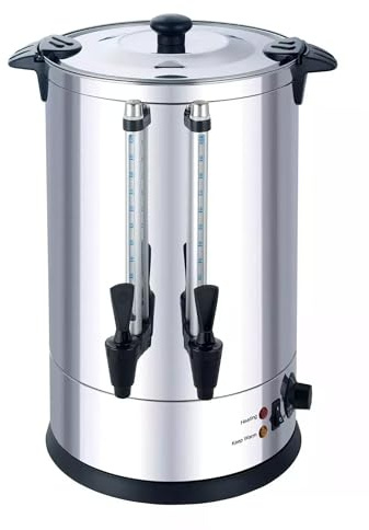 CVS Stainless Steel Electric Catering Urn 5.6 Liter 950 Watt - Water Boiler - Tea Kettle - Water Level Indicator - Anti-drip Tap - Temperature Control - Commercial Coffee (5.6 Liter)