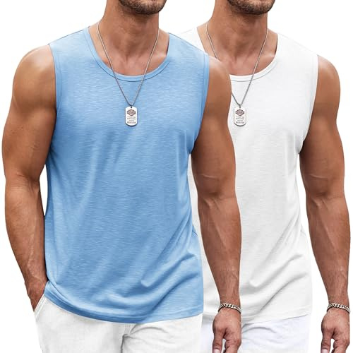 COOFANDY Herrlinne ärmlös t-shirt lättviktig fitness bodybuilding snabbtorkande gym ärmlös bodysuit funktionell T-shirt för