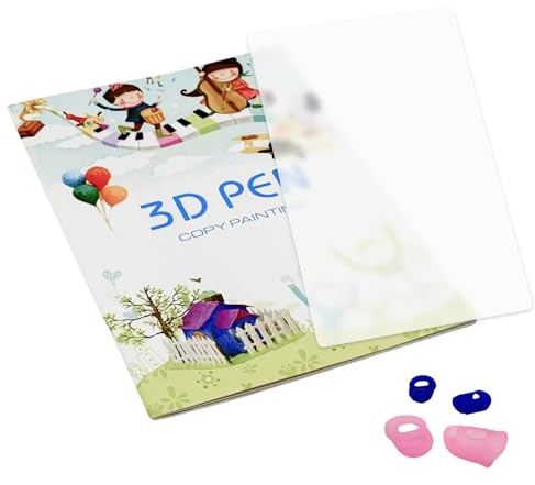 Libro da disegno con penna 3D, riutilizzabile,Riutilizzabile, Include 40 Modelli di Carta Spessa e 1 Piatti Trasparenti, Ideale per Creare Graffiti 3D, Regalo Creativo per Bambini