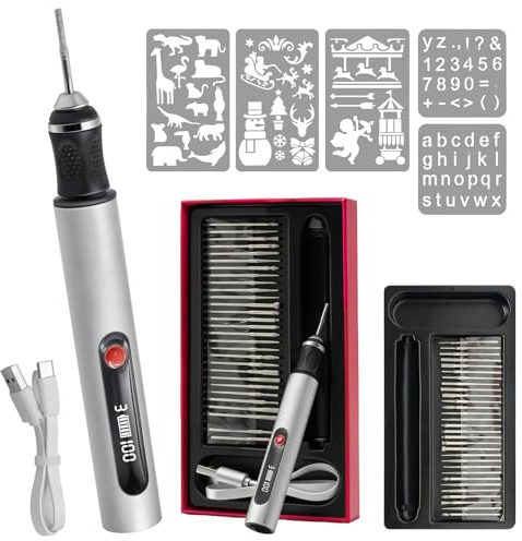 Stylo Graveur Électrique avec 30 bits,Outil de Gravure Multifonction, Régulateur à 3 Vitesses,Outil de Gravure Portable sans fil, Idéale pour le Bricolage et les loisirs créatifs