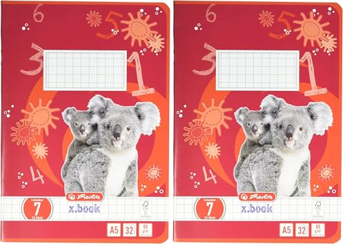 Herlitz Heft A5 Lineatur 07, holzfreies Papier, kariert, 80 g/m², 7 x 7 mm, 32 Blatt, weiß (Packung mit 2)