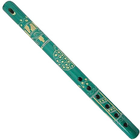 Mia Jewel Shop - Handmade Colored Bamboo Wooden Flute | Tribal Nature Pattern | Native Recorder for Beginners, Meditation & Music Lovers (Teal)