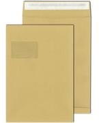MAILmedia 30021153 Faltenversandtasche C4 mit Fenster, natron braun