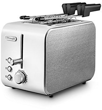 De'Longhi CTX2203.W Tostapane con Pinze, Controllo Progressivo del Grado di Tostatura, 3 funzioni, Cassetto Raccoglibriciole, Piedini Antiscivolo, Potenza 550 Watt, Plastica, BIANCO