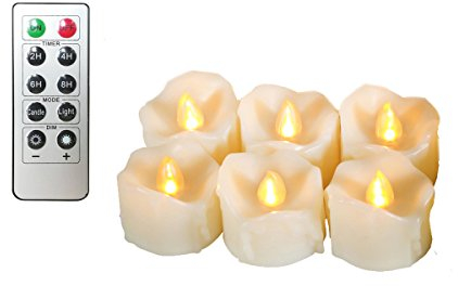 Erosway Flammenlose Kerzen, realistisch Flackernde LED Teelichter elektrische Kerzen, 300 Stunden nonstop Leuchten mit Fernbedienung und 2/4/6/8 Stunden-Timer. Elfenbeinfarbe. 6 Stück/Paket